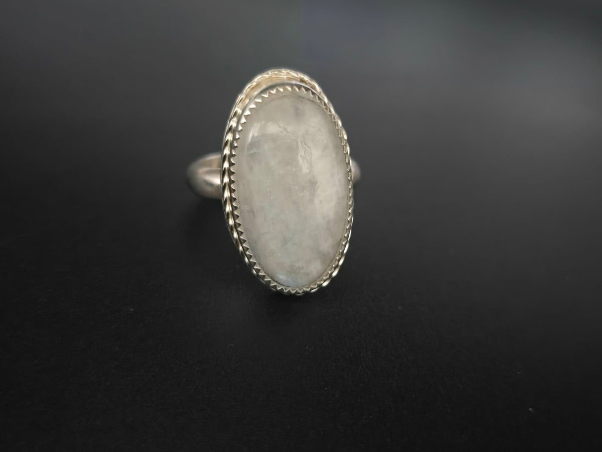 Handmade Sterling Silver Moonstone Ring – Oval